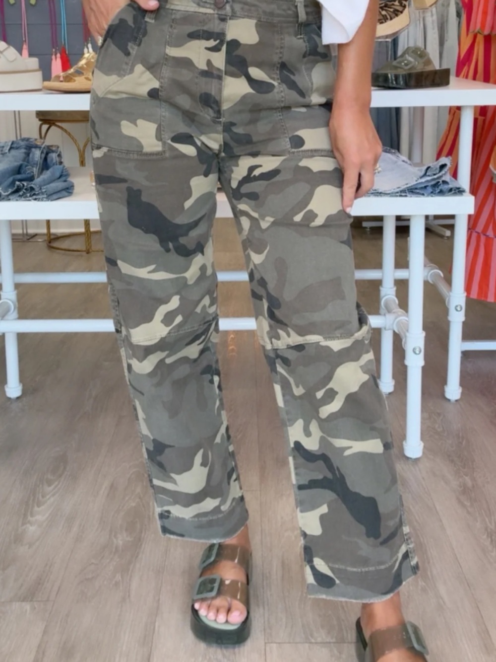 Kut from the Kloth Women's Camo Utility Pants - Olive Green & Khaki